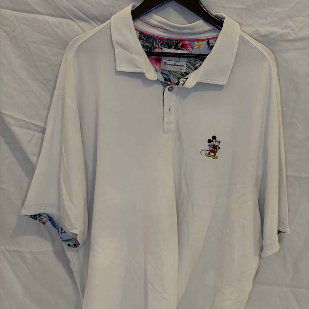 Tommy Bahama White Polo with Mickey Mouse Embroidery